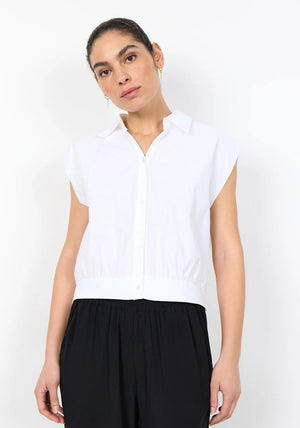 Soyaconcept Cropped Button Down Blouse, White