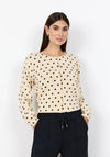 Soyaconcept Knitted Polka Dot Cardigan, Light Beige and Black