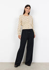 Soyaconcept Knitted Polka Dot Cardigan, Light Beige and Black
