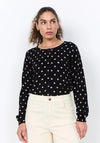 Soyaconcept Knitted Polka Dot Cardigan, Black and Beige