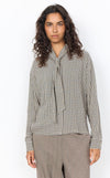 Soyaconcept Checked with Tie Detail Blouse, Beige Multi