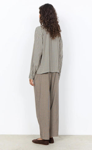 Soyaconcept Checked with Tie Detail Blouse, Beige Multi