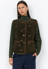 Soyaconcept Hanne Embroidered Borg Style Gilet, Green