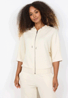 Soyaconcept Banu Cropped Sleeve Zip Hoodie, Neutral