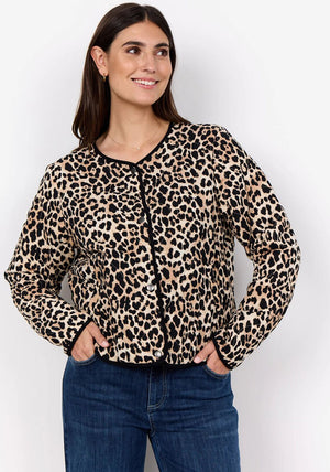 Soyaconcept Pietta Leopard Quilted Jacket, Beige