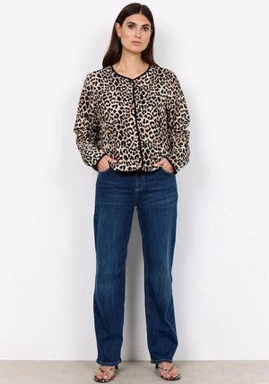 Soyaconcept Pietta Leopard Quilted Jacket, Beige