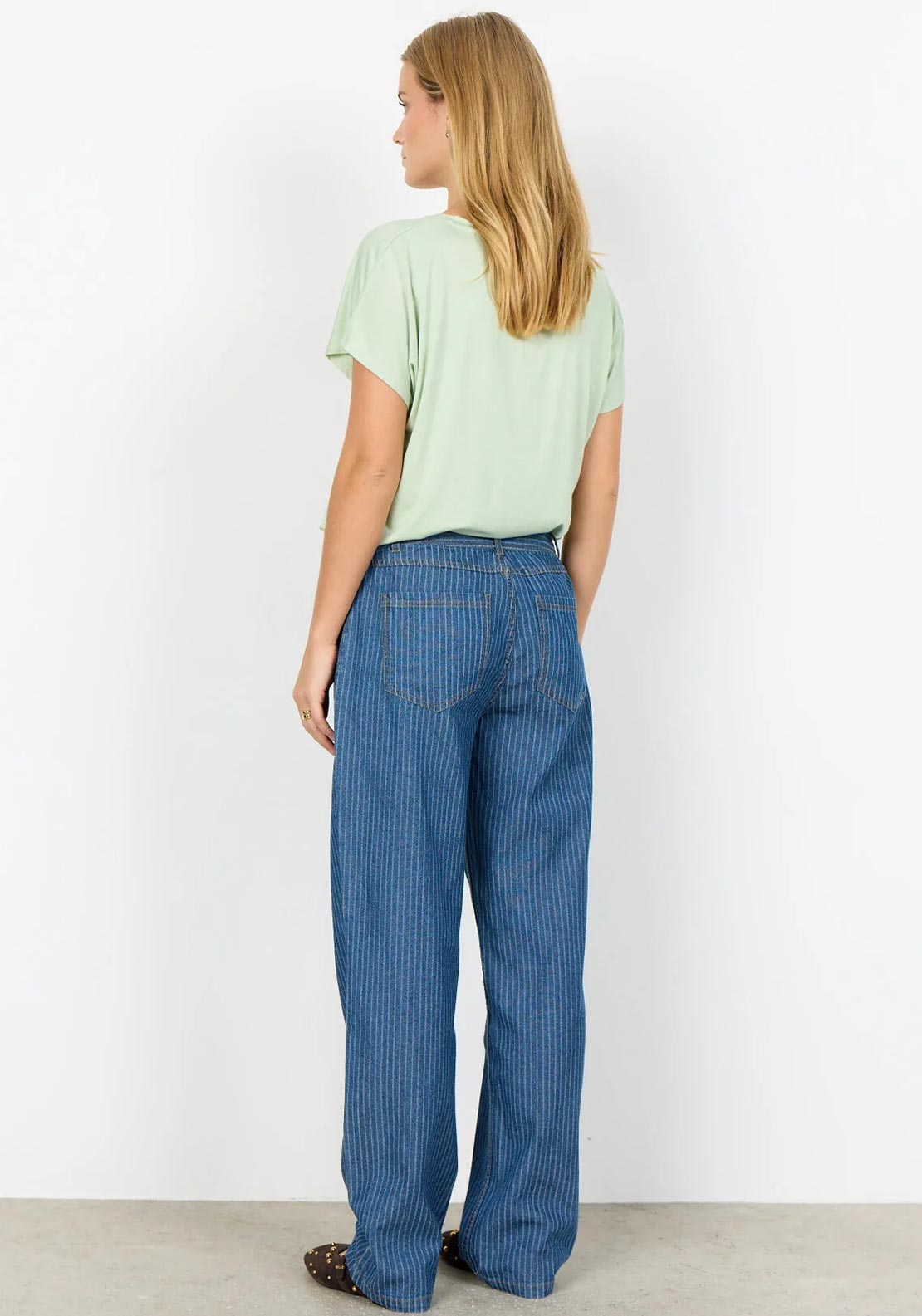 Soyaconcept Caisho Striped Straight Leg Jeans, Blue