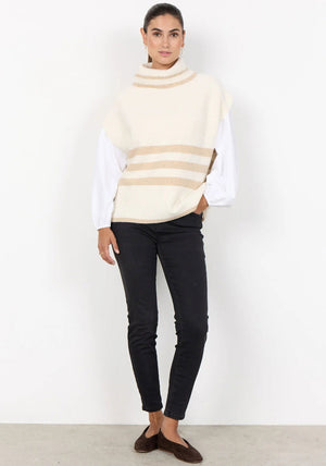 Soyaconcept Vif Roll Neck Sleeveless Jumper, Cream