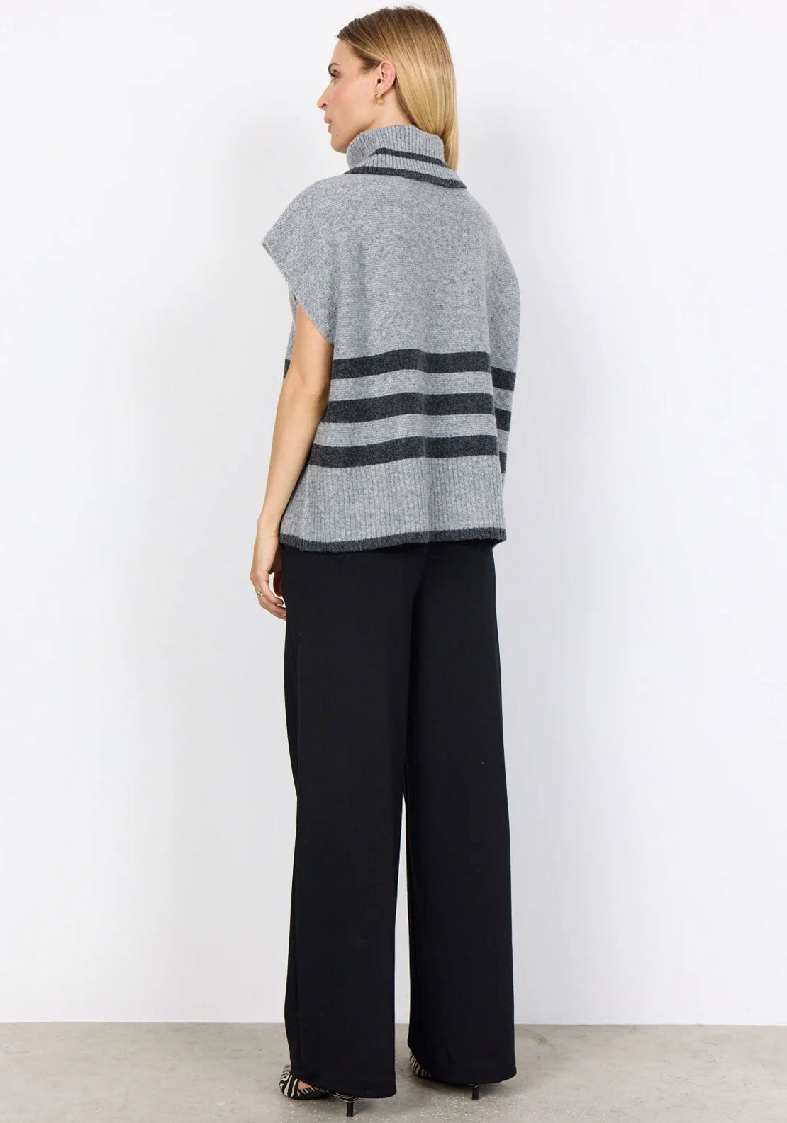 Soyaconcept Vif Roll Neck Sleeveless Jumper, Grey