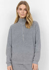 Soyaconcept Half Zip Rib Knit Jumper, Grey