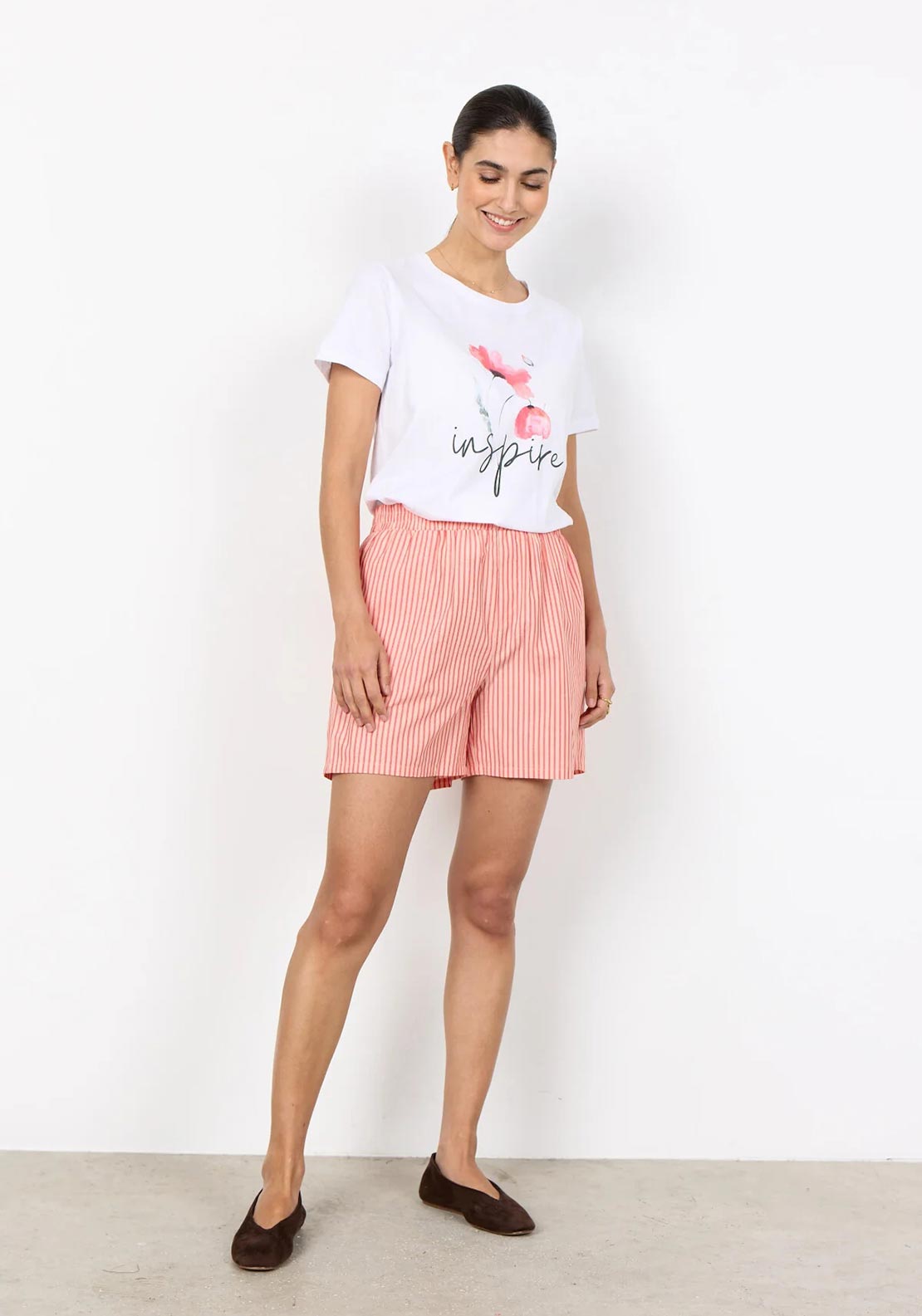 Soyaconcept Felice Striped Shorts, Pink