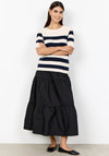 Soyaconcept Ribbed Stripe Short Sleeve Sweater, Cream