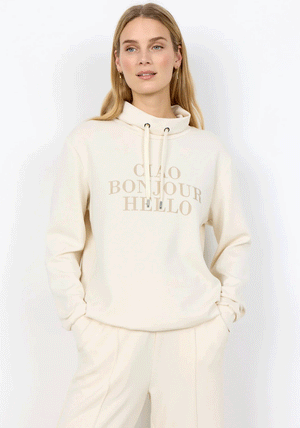 Soyaconcept Banu Funnel Neck Sweatshirt, Cream