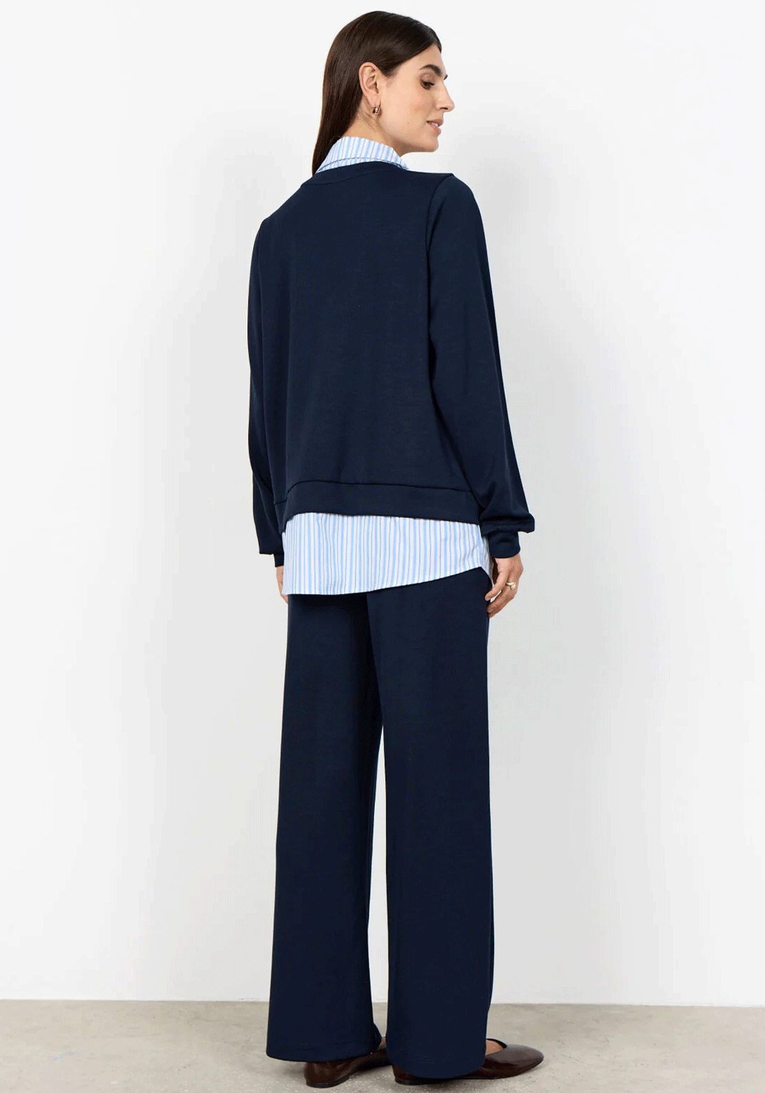 Soyaconcept Banu Shirt Trim Sweatshirt, Navy
