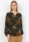 Soyaconcept Ima Leopard Half Button Blouse, Green