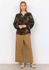 Soyaconcept Ima Leopard Half Button Blouse, Green