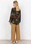 Soyaconcept Ima Leopard Half Button Blouse, Green