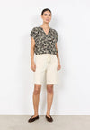 Soyaconcept Leaf Print V-Neck Blouse, Black and Beige
