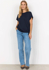 Soyaconcept Banu Jersey Tie Trim Top, Navy
