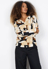 Soyaconcept Felicity Geometric Jersey Top, Beige