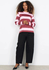 Soyaconcept Barni Striped Crew Neck Top, Red