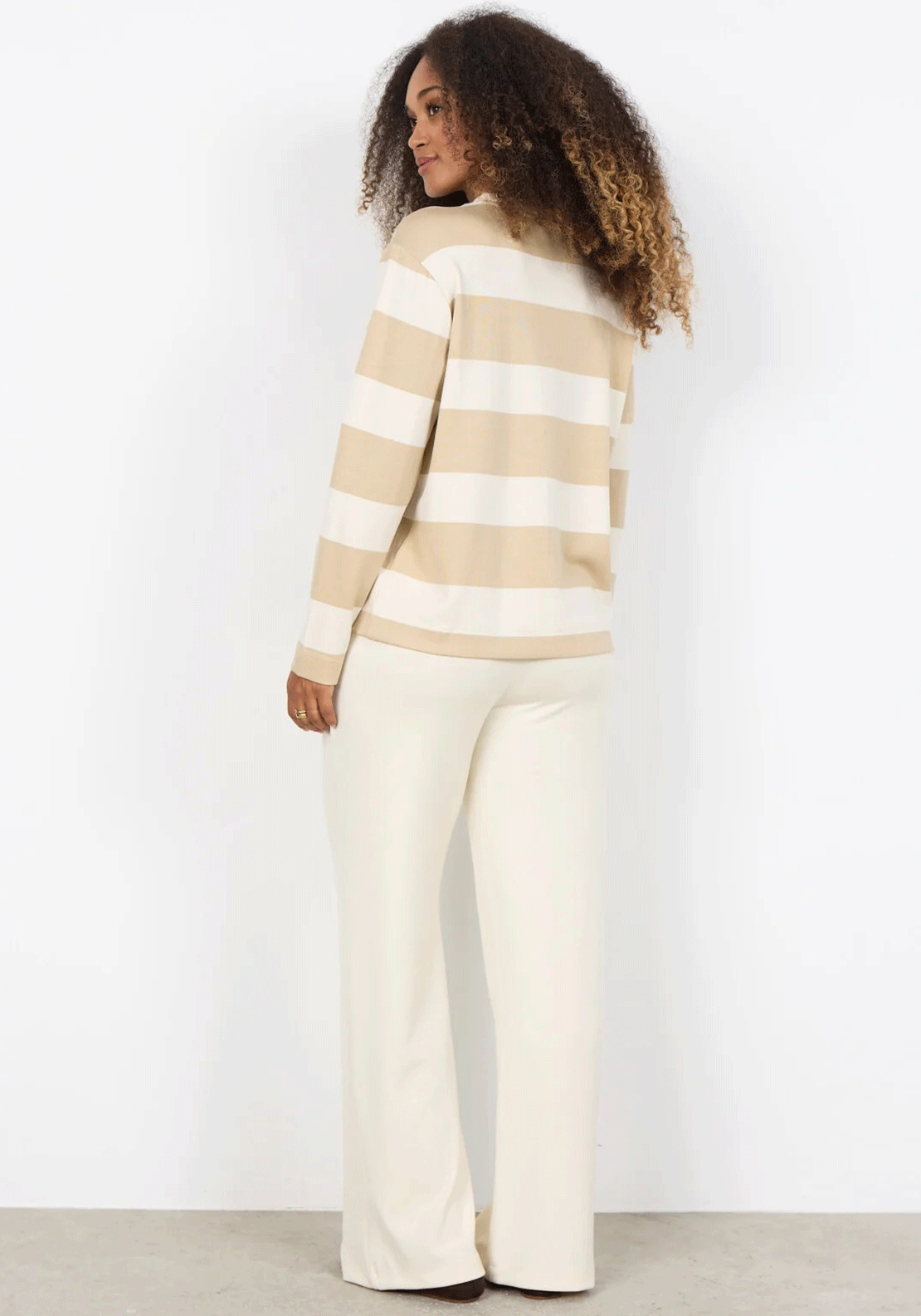 Soyaconcept Barni Striped Crew Neck Top, Beige