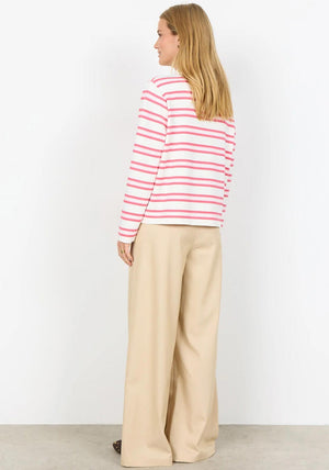 Soyaconcept Barni Striped Polo Top, Pink