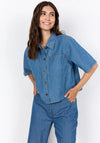 Soyaconcept Caisho Striped Denim Short Sleeve Shirt, Blue