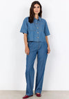 Soyaconcept Caisho Striped Denim Short Sleeve Shirt, Blue