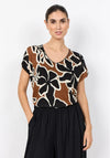 Soyaconcept Geometric Print T-Shirt, Brown Multi