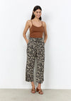 Soyaconcept Leaf Print Casual Trousers, Black and Beige
