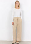 Soyaconcept Banu Straight Leg Jersey Trousers, Cream