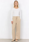 Soyaconcept Banu Straight Leg Jersey Trousers, Cream