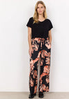 Soyaconcept Peach Floral Satin Wide Leg Trousers, Coral