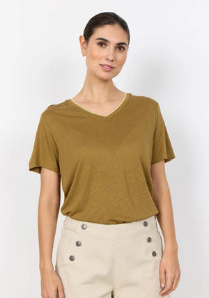 Soyaconcept Emel V-Neck T-Shirt, Olive Green