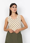 Soyaconcept Sleeveless Polka Dot Top, Beige and Black