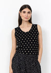 Soyaconcept Polka Dot Sleeveless Top, Black and Beige