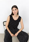 Soyaconcept Polka Dot Sleeveless Top, Black and Beige