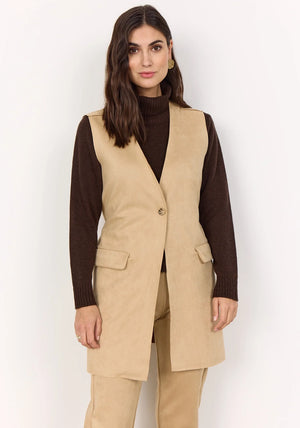 Soyaconcept Vikka Faux Suede Waistcoat, Tan