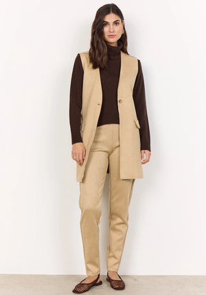 Soyaconcept Vikka Faux Suede Waistcoat, Tan