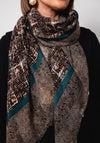 Soyaconcept Taffy Printed Fringe Scarf, Brown and Green