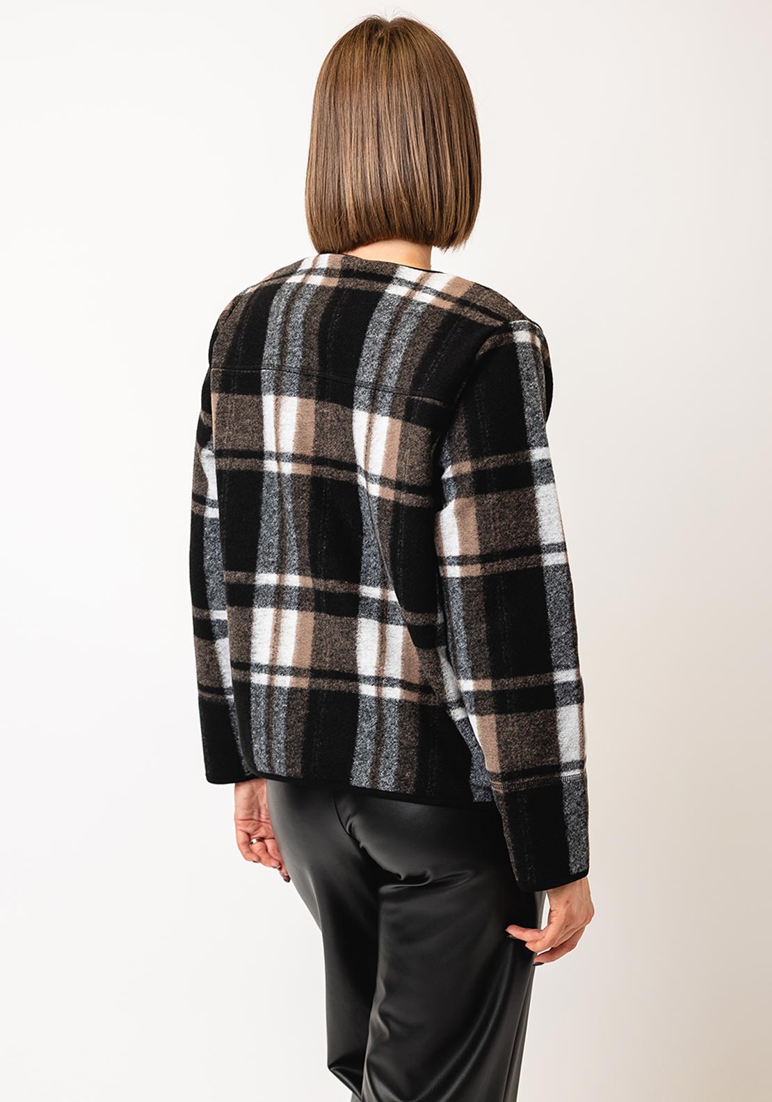 Soyaconcept Vocal Check Print Buttoned Jacket, Black Multi