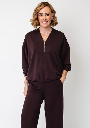 Soyaconcept Banu Quarter Zip Jumper, Wine