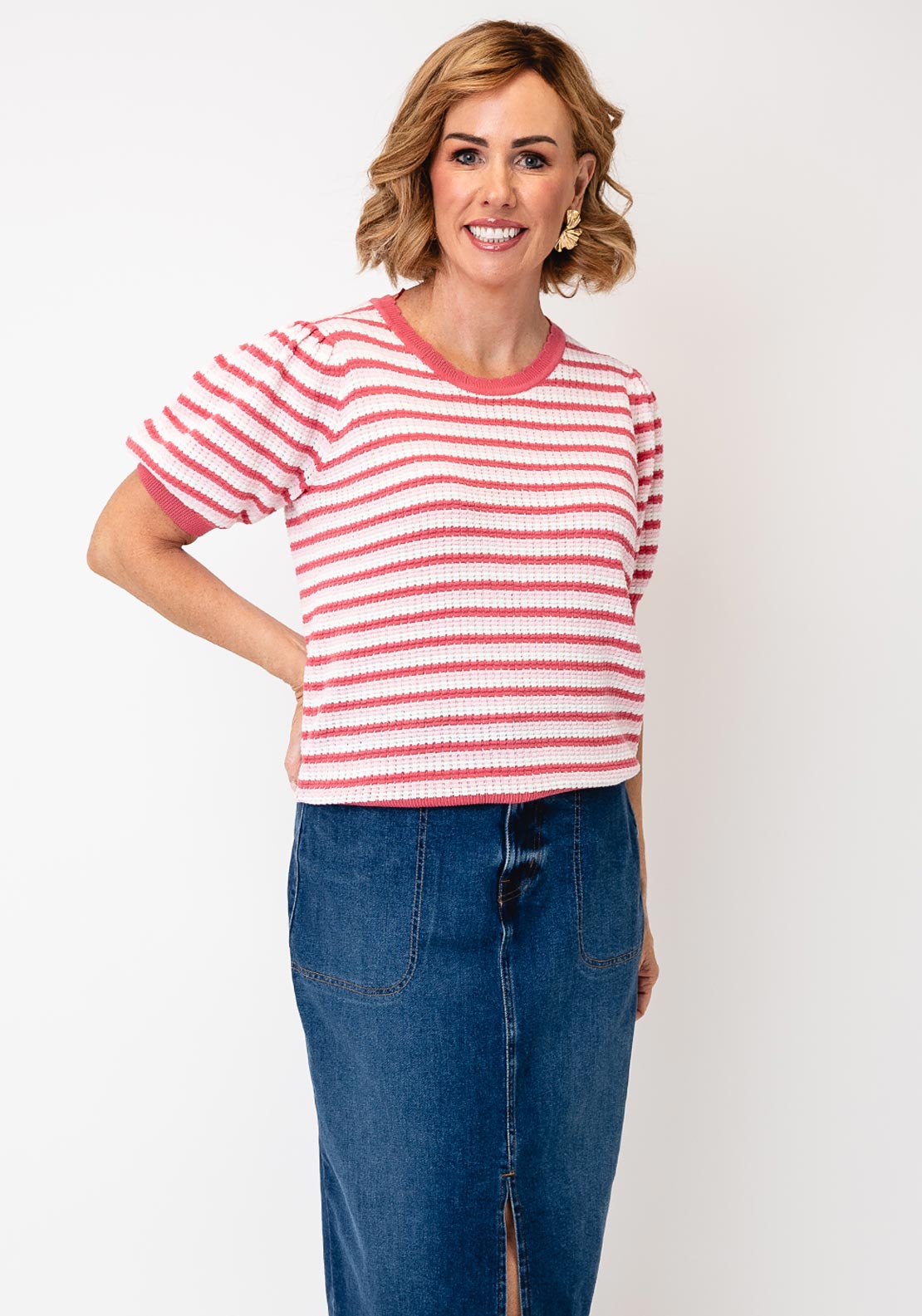 Soyaconcept Camila Striped Knit Top, Pink
