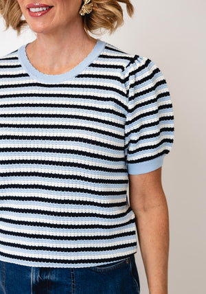 Soyaconcept Camila Striped Knit Top, Blue & Navy