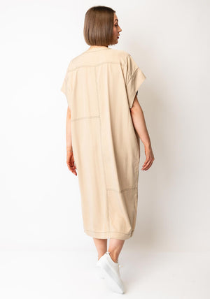 Soyaconcept Paige Contrast Stitch Tunic Dress, Beige