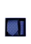 Spagnolo Boys Polka Dot Tie and Pocket Square Set, Navy