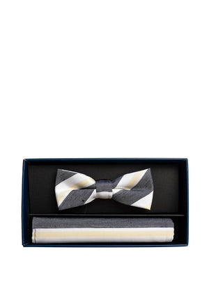 Spagnolo Boys Stripe Bow Tie and Pocket Square Set, Multi