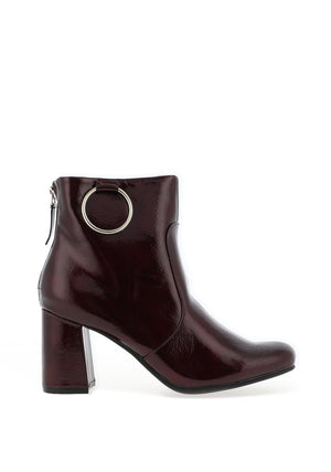 Sprox Ring Detail Heeled Ankle Boots, Burgundy