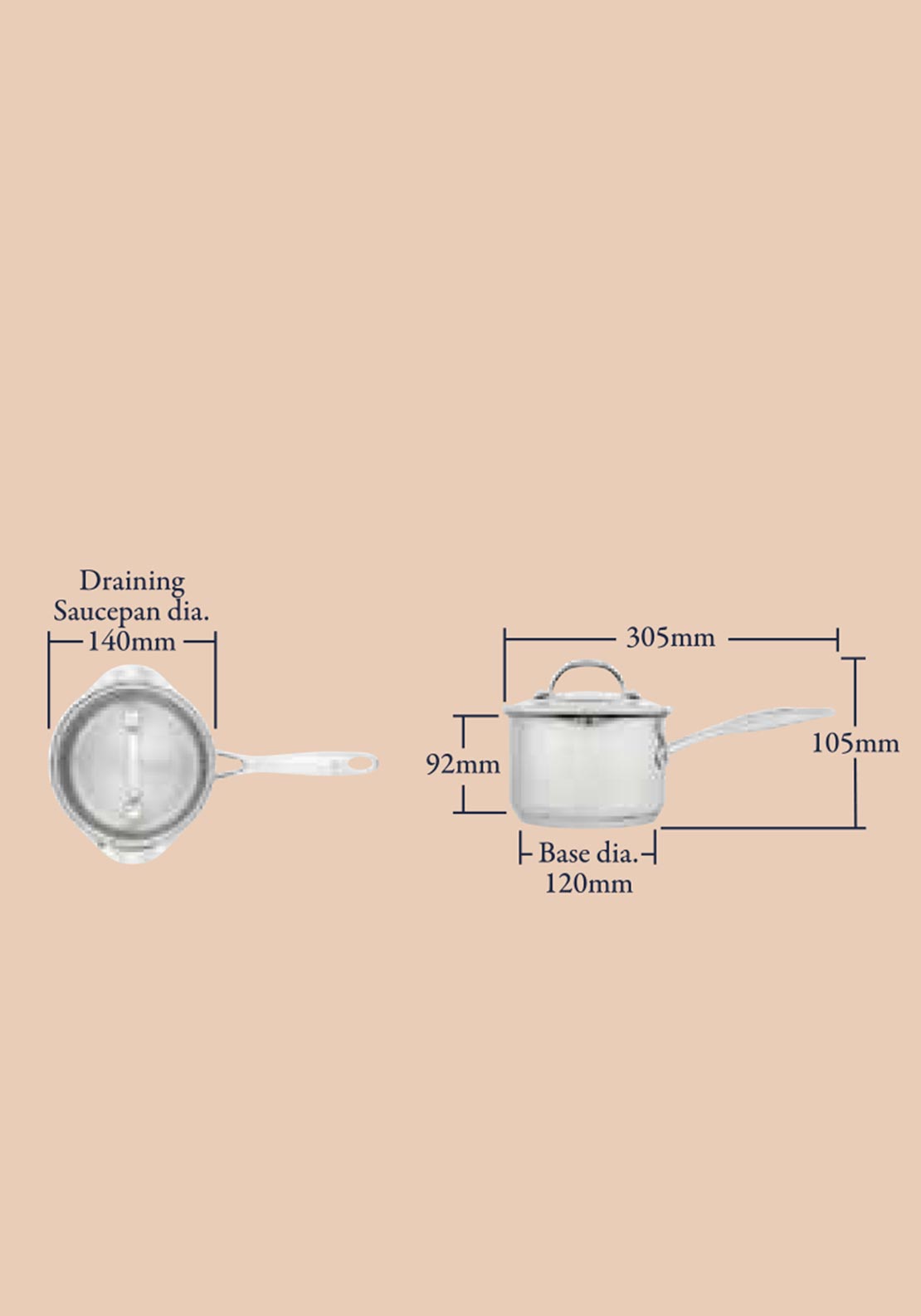 Stellar Profile 0.8 Litre 14cm Draining Saucepan